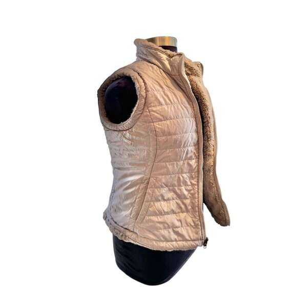 Nicole Miller Original Reversible Quilted Faux‎ Fur Vest Gray Size S/M Zipper - Picture 2 of 9